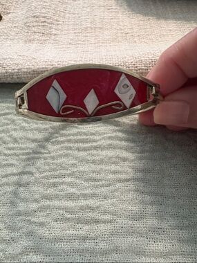 Red Enamel Vintage-Inspired Bar Bracelet